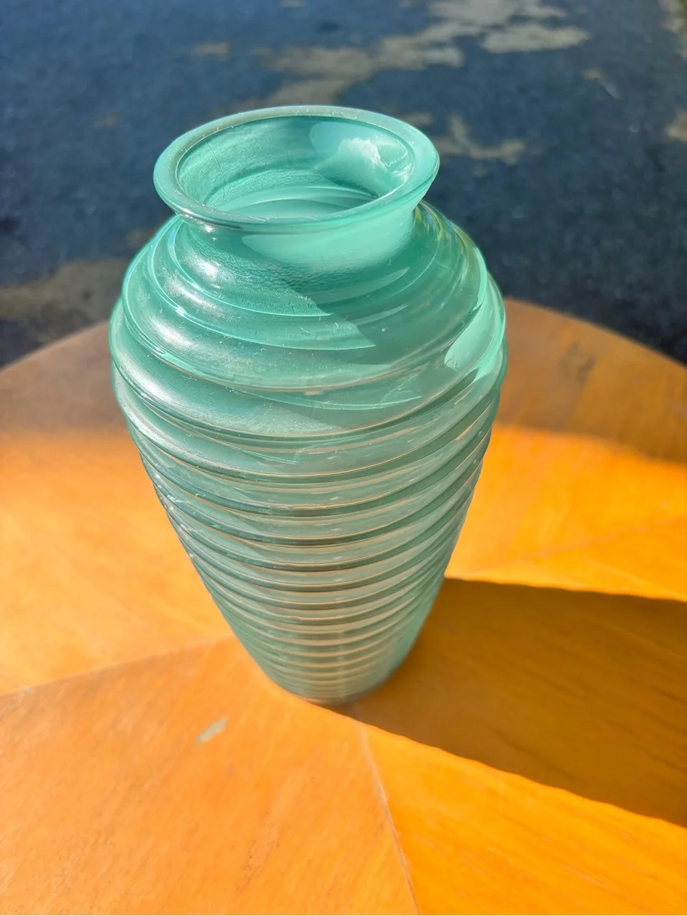 VINTAGE GREEN BEEHIVE ART-DECO INSPIRED VASE.